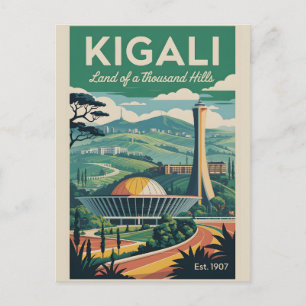 Kigali Rwanda Retro Travel Poster Art Holiday Postcard