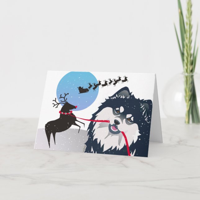 KIITOS SANTA -Finnish Lapphund  PERSONALIZE Card (Front)