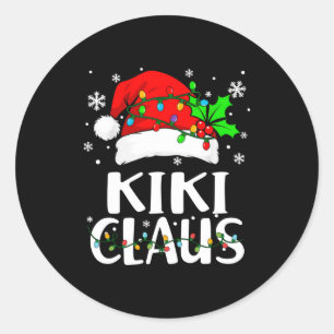Kiki Claus Christmas Lights Pajama Family Matching Classic Round Sticker