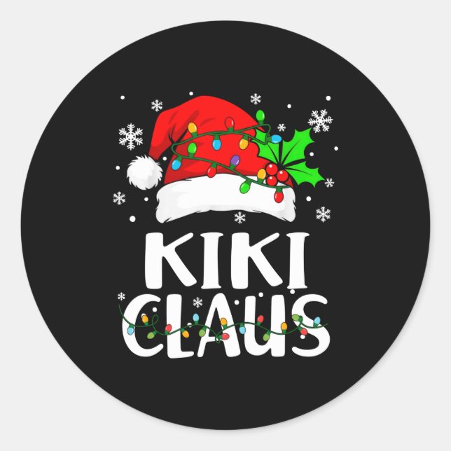 Kiki Claus Christmas Lights Pajama Family Matching Classic Round Sticker (Front)