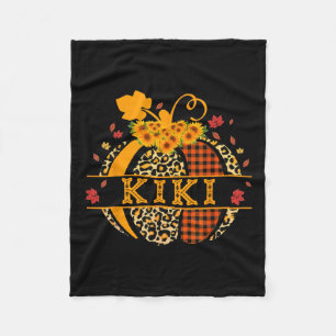 Kiki Leopard Floral Pumpkin Fall Autumn Thanksgivi Fleece Blanket