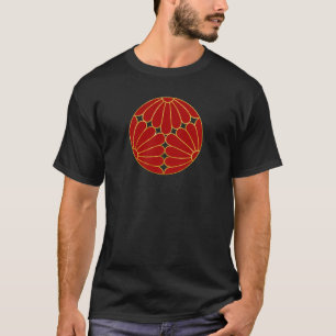 Kiku Chrysanthemum Mon red faux gold on black T-Shirt
