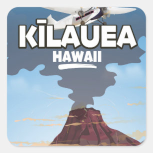 Kīlauea Hawaii Volcano travel poster Square Sticker