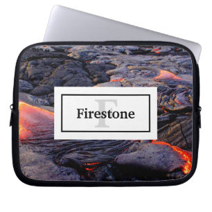 Kilauea Lava Flow with Your Name and Monogram Laptop Sleeve
