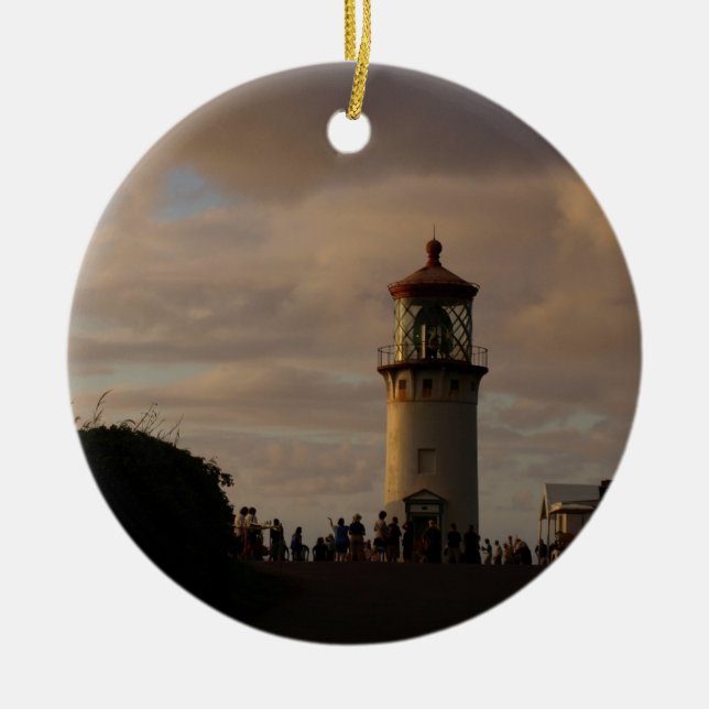 Kilauea Lighthouse at Dusk  Ceramic Tree Decoration (Front)