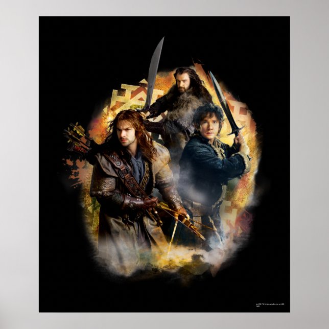 Kili, BILBO BAGGINS™, & THORIN OAKENSHIELD™ Art Poster (Front)