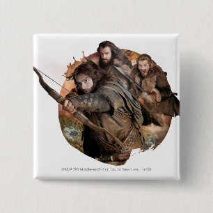 Kili, THORIN OAKENSHIELD™, and Fili 15 Cm Square Badge