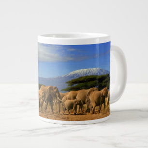 Kilimanjaro And Elephants Large Coffee Mug