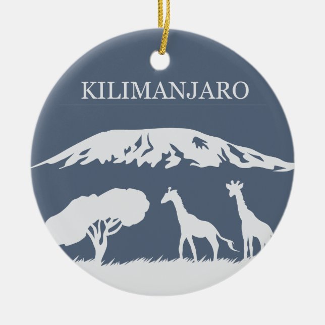 Kilimanjaro (Blue) Ceramic Tree Decoration (Front)