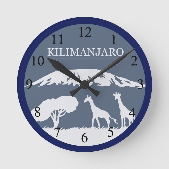 Kilimanjaro (Blue) Round Clock (Front)