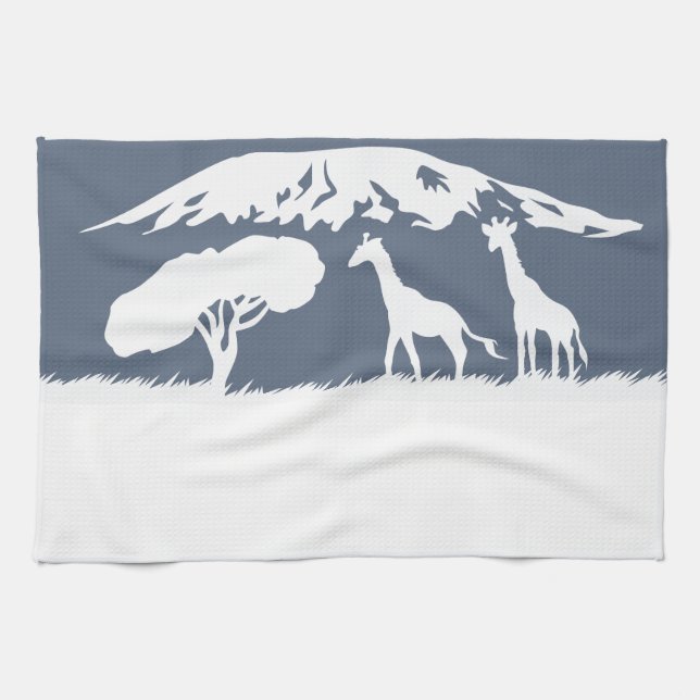 Kilimanjaro (Blue) Tea Towel (Horizontal)