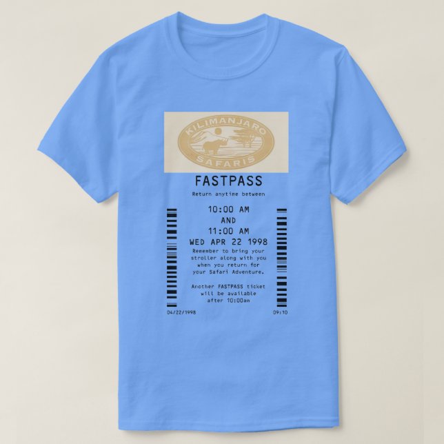 Kilimanjaro Safari fastpass TShirt (Design Front)