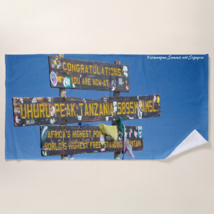 Kilimanjaro Summit and Signpost Beach Towel