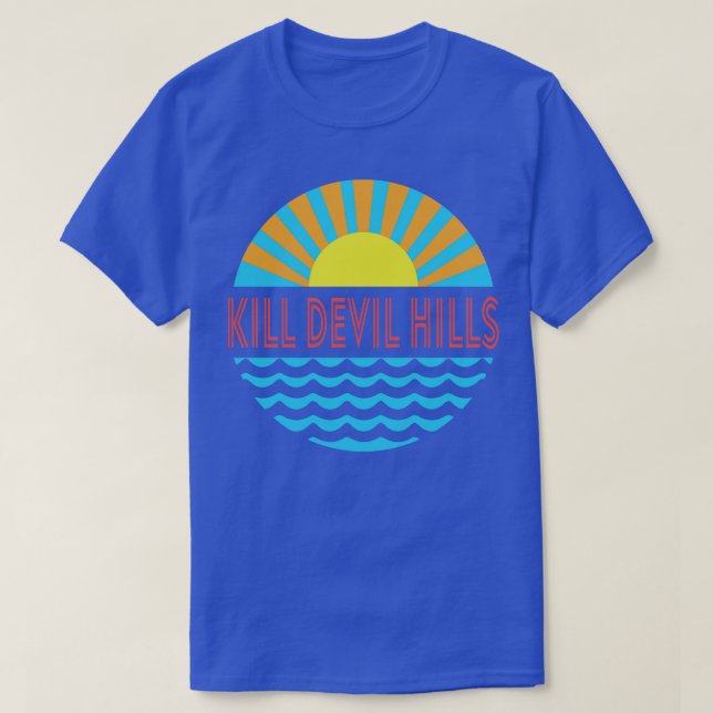 Kill Devil Hills Beach Sun And Waves T-Shirt (Design Front)