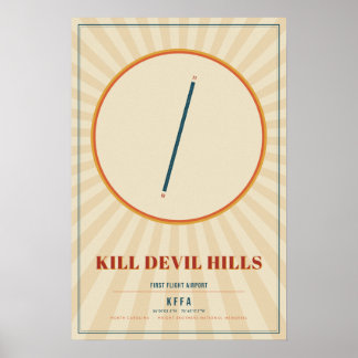 Kill Devil Hills FFA Runway Map Poster | Retro