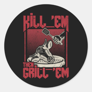 Kill Em Grill Em Bbq Classic Round Sticker