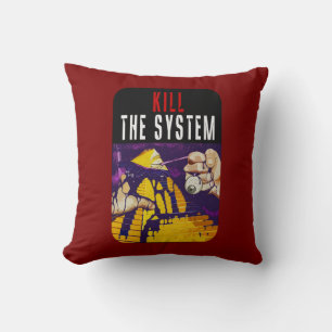 Kill the System Anti-Establishment Pyramid Eye Art Cushion