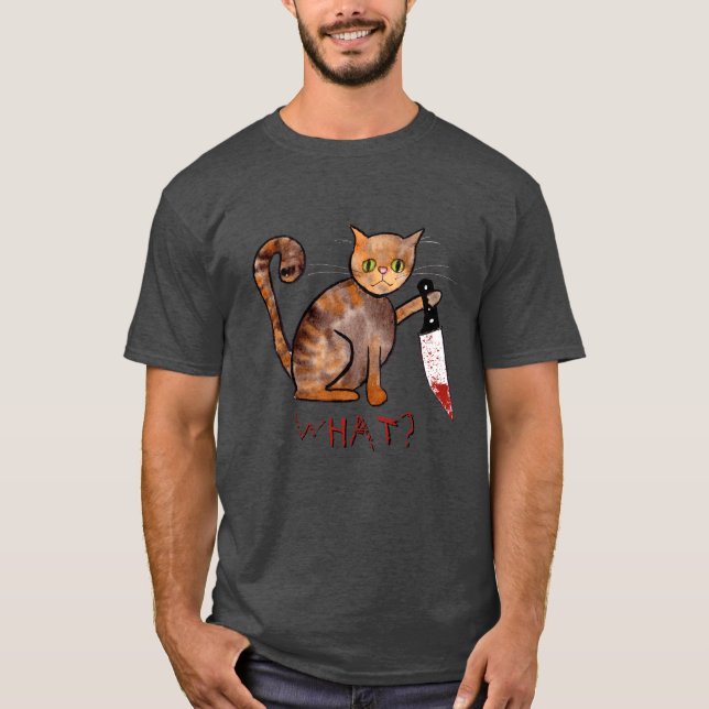 Killer Cat, Hand Painted, Cat Owner Humour  T-Shir T-Shirt (Front)