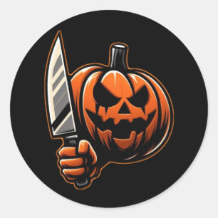 Killer Pumpkin - Halloween Horror Jack-o-Lantern Classic Round Sticker