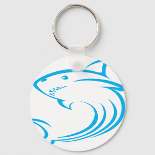 Killer Shark in Swish Drawing Style Key Ring