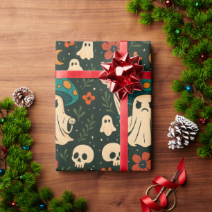 Killer Shroom-Skull & Flowers Pattern  Wrapping Paper
