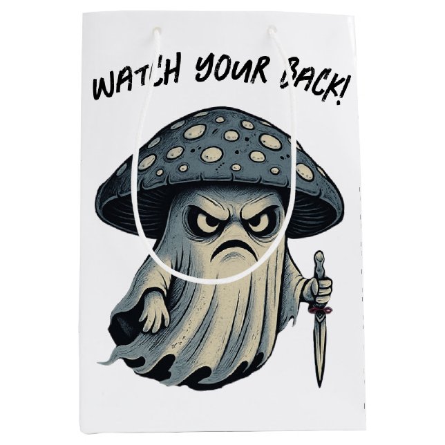 Killer 'Shroom – Spooky Ghost with Knife Medium Gift Bag (Front)