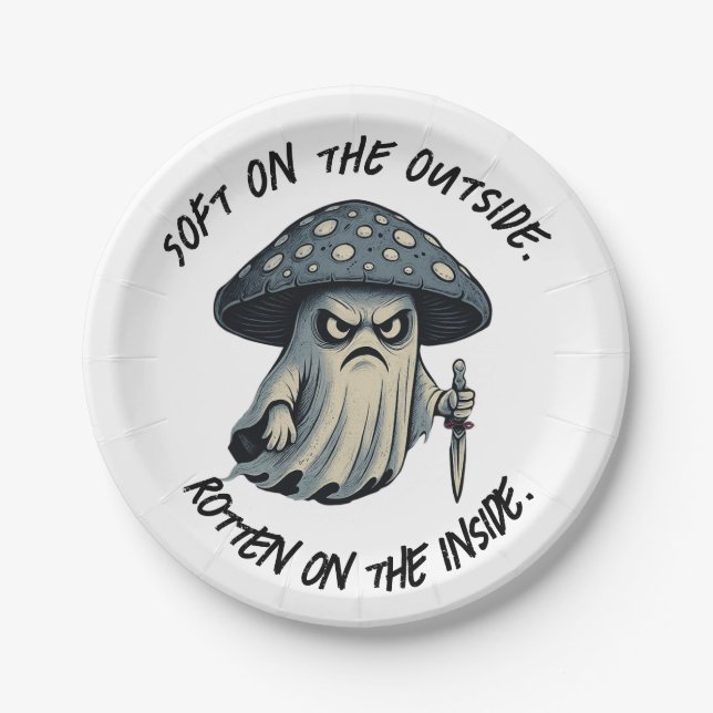 Killer 'Shroom – Spooky Ghost with Knife Paper Plate (Front)