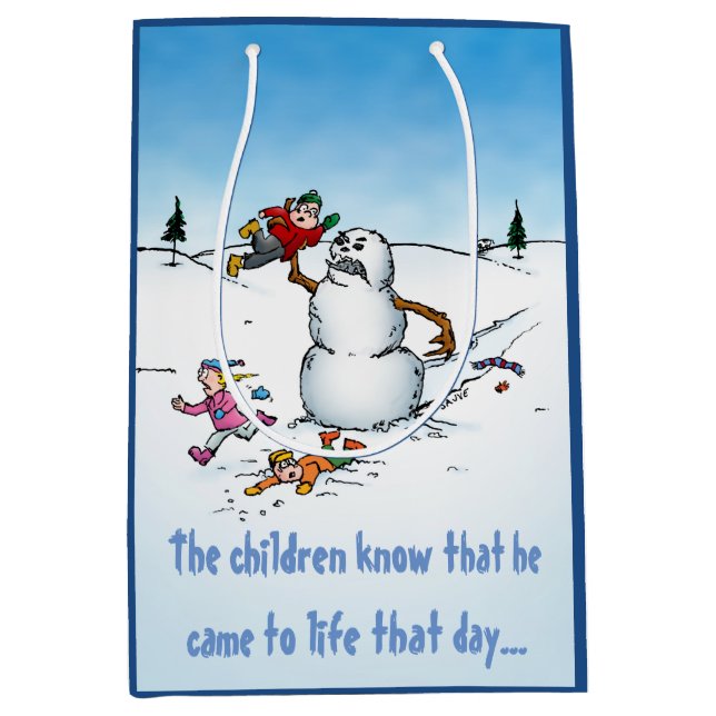 Killer Snowman Funny Cartoon Christmas Gift Bag (Front)