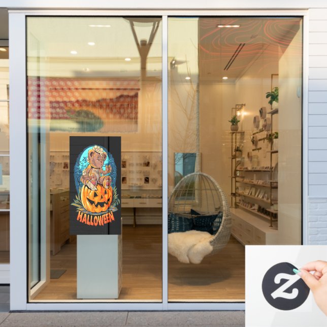 Killer Teddy Bear Halloween Jack-o-lantern (Store Window)