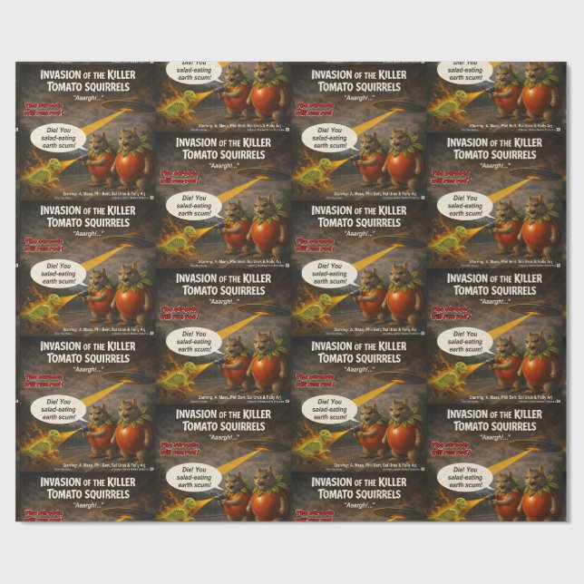 Killer Tomato Squirrels Movie Parody Wrapping Paper (Flat)