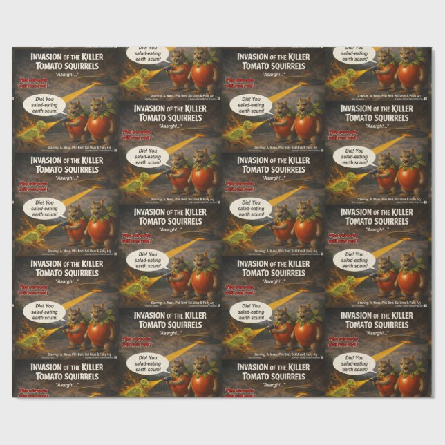 Killer Tomato Squirrels Wrapping Paper (Flat)