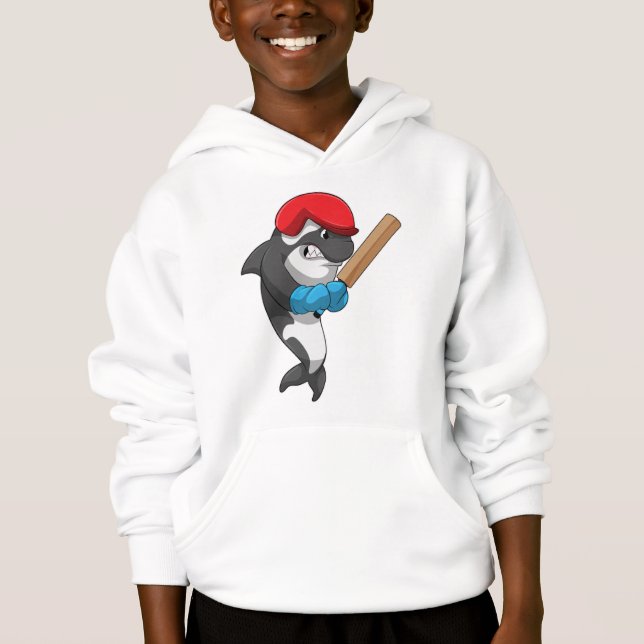 Killer whale at Cricket with Cricket bat (Front)