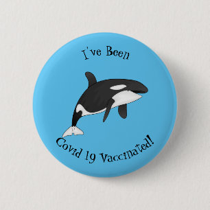 Killer whale cartoon illustration  6 cm round badge