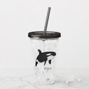 Killer whale cartoon illustration acrylic tumbler