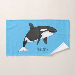 Killer whale cartoon illustration bath towel set