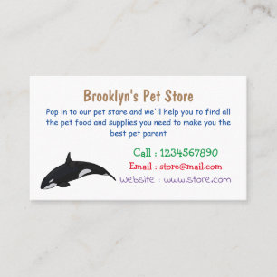 Killer whale cartoon illustration business card