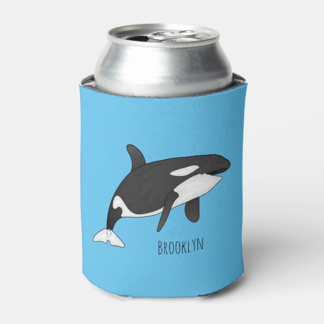 Killer whale cartoon illustration can cooler (Can Front)
