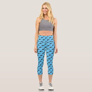 Killer whale cartoon illustration capri leggings