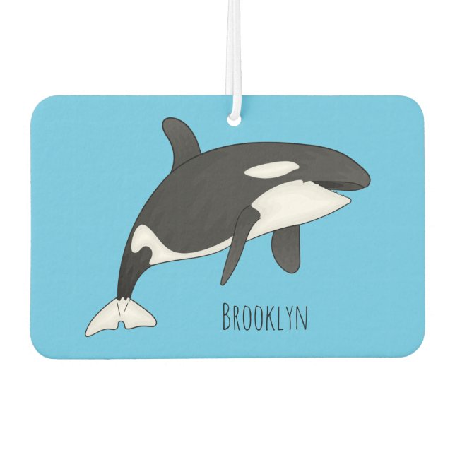 Killer whale cartoon illustration  car air freshener (Front)