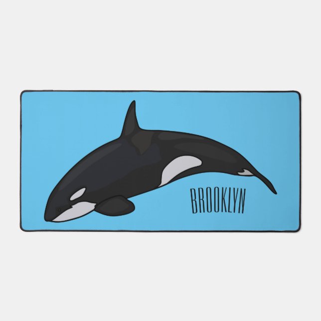 Killer whale cartoon illustration desk mat (Front)