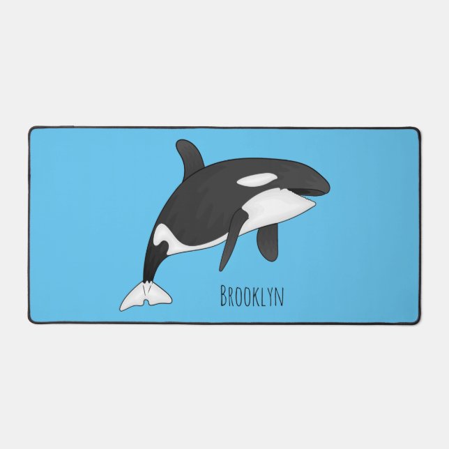 Killer whale cartoon illustration  desk mat (Front)