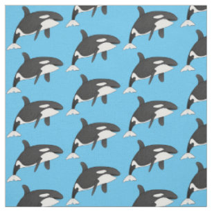 Killer whale cartoon illustration fabric