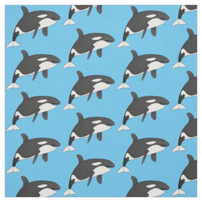 Killer whale cartoon illustration  fabric (Swatch)