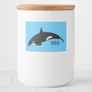 Killer whale cartoon illustration food label