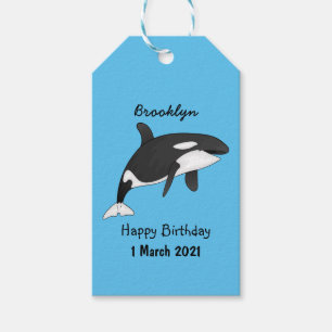 Killer whale cartoon illustration gift tags