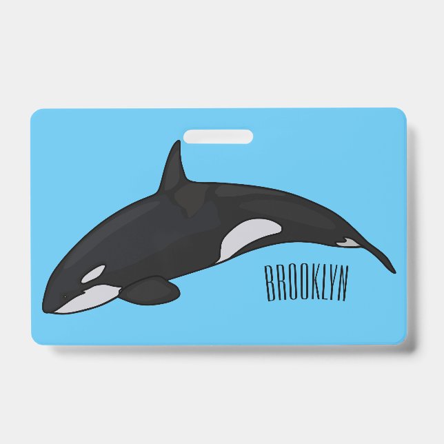 Killer whale cartoon illustration ID badge (Front)