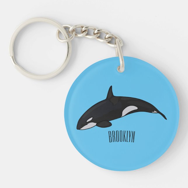 Killer whale cartoon illustration key ring (Front)
