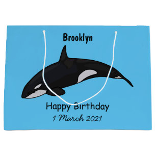 Killer whale cartoon illustration large gift bag