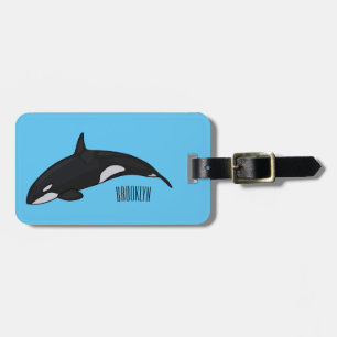 Killer whale cartoon illustration luggage tag