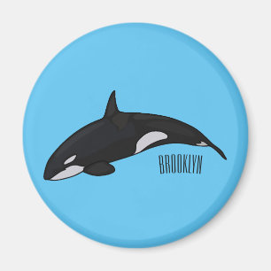 Killer whale cartoon illustration magnet